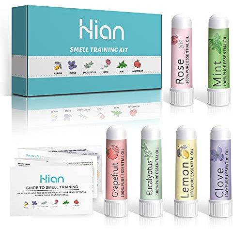 Hion Lukt träningssats, 6 eteriska oljor, luktträningssats hjälper till att återfå din luktsinne, eteriska oljor av citron rosa mynta grapefrukt kryddnejlika