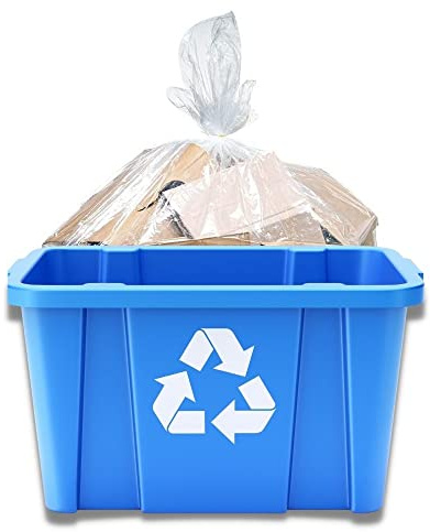 Plasticplace Bolsas de basura de reciclaje transparentes de 14 galones │ Bolsas de basura de 1.2 milímetros │ 21 x 16 x 27 pulgadas (200 unidades)