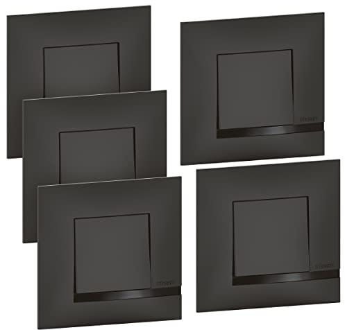 BTicino - Lot de 5 interrupteurs ou va-et-vient Altège 10AX 250V avec connexion à bornes automatiques - livrés complets avec plaques de finition noir Nuit et griffes de fixation pour rénovation