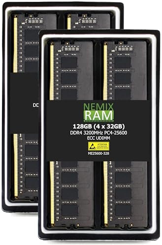 NEMIX RAM Memoria de Servidor DDR4-3200 PC4-25600 ECC UDIMM de 128 GB (4 x 32 GB) Compatible con Servidor de Rack DELL PowerEdge R350