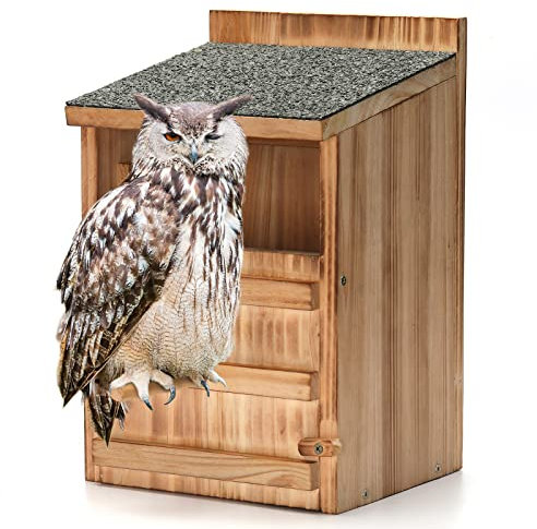 Eulenhaus, Holzbauset für Erwachsene, vorgefertigter Eulenkasten für draußen, hochwertiges Vogelhaus-Set aus Holz, mit Eulenkasten, Zedernspänen und Schrauben im Lieferumfang enthalten,