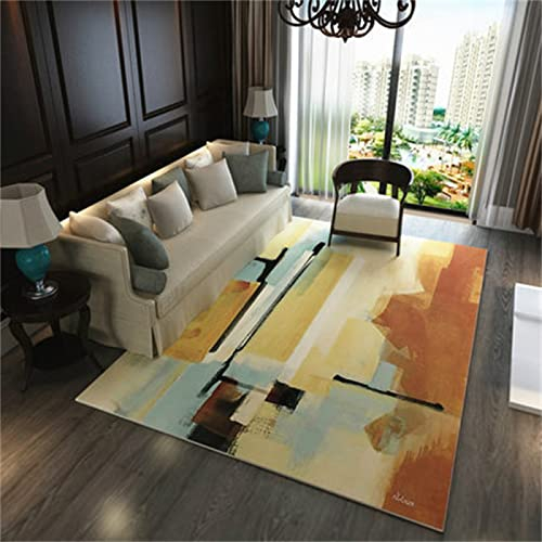 DJHWWD Teppich Kuschelig gelb Outdoor couchtisch Gamer Teppich Leichtes Luxus-Wohnzimmer Moderne Abstrakte Maschinenwaschbare 300x400cm teppiche & matten fleckerlteppich