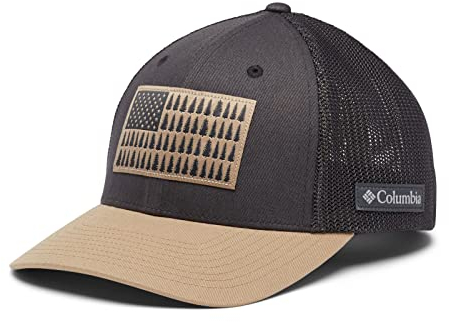 Columbia Unisex Tree Flag Mesh Ball Cap-High Crown, Shark/British Tan, XX-Large
