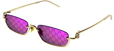 GUCCI Unisex GG1278S Sunglasses, Gold-Gold-Violet, 55