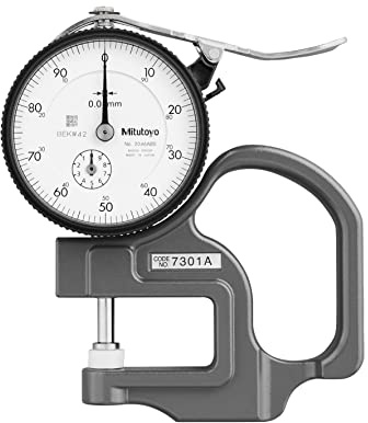 Mitutoyo Misuratore di spessore del quadrante 7301A, intervallo 0-10mm, precisione ±15µm, graduazione di 0,01mm, forza di misurazione 1,4N o meno