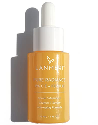 Lanmeri Vitamin C Serum für das Gesicht: C E Ferulic Gesichtsserum mit 15% reinem Ascorbinsäure, Ferulasäure, Vitamin E