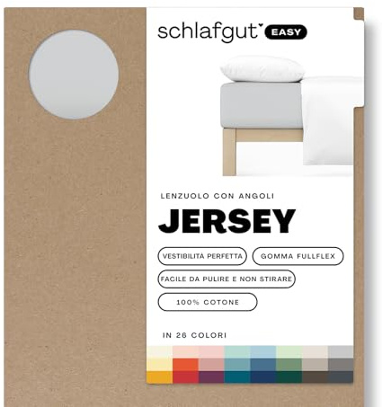 Schlafgut Easy Jersey Spannbettlaken 140x200 bis 160x200 Grey Light, Spannbetttuch aus 100% Baumwolle