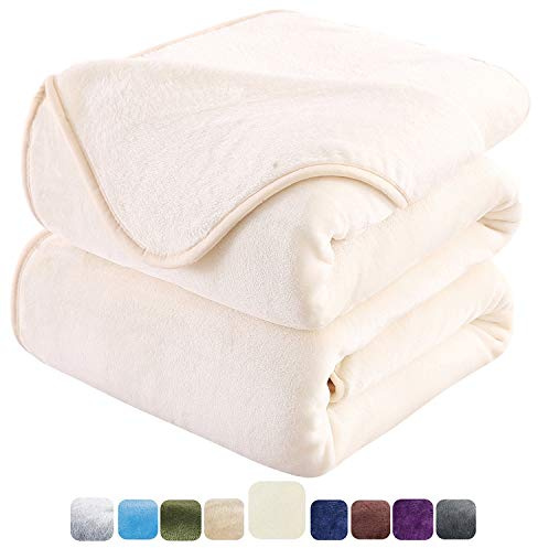 HOZY Kuscheldecke 130x150cm Beige, Fleece Decke Sofa Decke, Warme Bettdecke Fleecedecke Couch Decken Flauschige Decke, Tagesdecke Sofaüberwurf Hundedecke Sofadecke Couchdecke flauschig