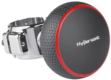 Hypersonic Grande manopola per volante, girevole per volante, liscia e resistente, con cuscinetto, adatta per auto, camion, trattori, barche, falciatrici e carrelli elevatori (rosso)