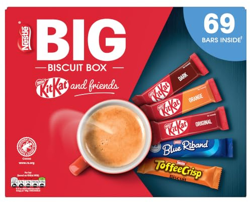 Nestlé Kitkat and Friends Big Biscuit Box | 69 x Chocolate Biscuit Bars - KitKat, Blue Riband, Toffee Crisp | Bulk Chocolate Box 1.357kg