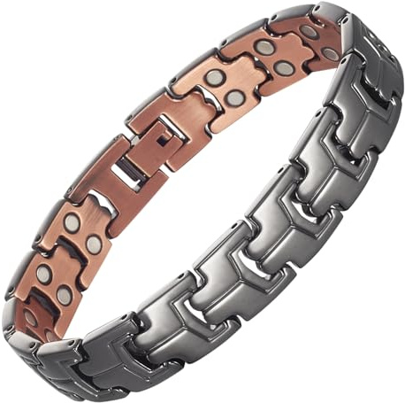 EnerCoppeX Superstarkes magnetisches Kupferarmband für Herren, klassisches zweireihiges magnetisches Kupferarmband, inklusive 32 NdFeB-Magneten und Geschenkbox (19 cm), Kupfer