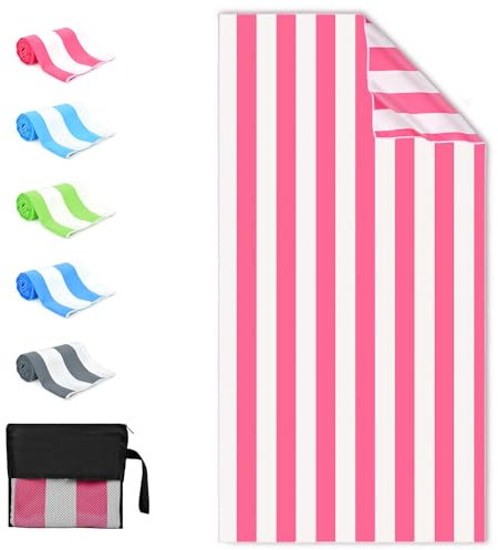 Sarsumir Telo Mare Grande 90x180cm Telo Mare Microfibra Asciugatura Rapida Asciugamano da Spiaggia per Palestra Viaggi Campeggio Sport Spa Yoga Piscina, Rosa