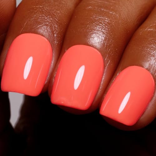 Ozzeal Vernis Semi Permanent Corail, 15ml Corail Orange Gel Nail Polish Art Démarrage Manucure Vernis À Ongles Gels Printemps Eté Vernis Gel UV DIY Nail Art Kit De Démarrage