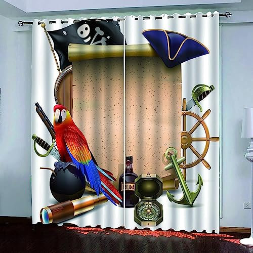 Vorhang Blickdicht Gardinen Mit Ösen - 2 Stücke 2 X 85 X 200 Cm Verdunklungsvorhänge 3D Papagei Piratenartikel Muster Thermovorhang Für Kinderzimmer Schlafzimmer Weihnachtsgardinen -3F1U4M6K0U6C1T2Q5O