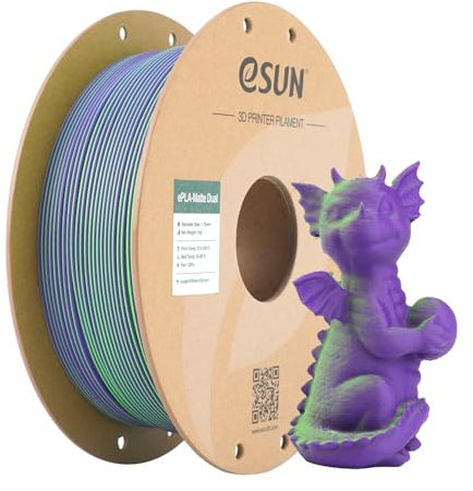 eSUN Matte Dual Colour Filament, Matte PLA Filament 1.75mm, glanzfreie Farbe, gefrostete Textur, 1KG Spule (2.2 LBS) 3D Druck Filament für 3D Drucker, Grünlich Violett