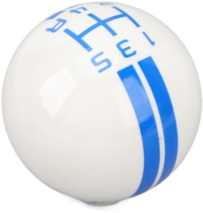 Schaltknauf, 5-Gang-Schaltknauf, Runder Kugel-Design mit 3 Adaptern für 1967-2018, Weiß/Blau, universell für Auto, Haus und Industrie