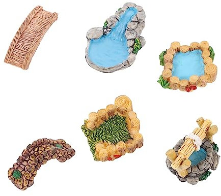 MUSISALY 6stücke Miniatur-rasenbrücke Resin Teiliges Für Mikrolandschaftsdekoration Vintage Gartenornament Für Feengärten Und Aquarien Retro-Resin Zubehör Für