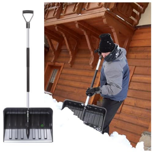 FORTENA Schneeschaufel Schwarz Schneeräumer Schneeschieber Schaufel Aluminiumstiel 55 cm