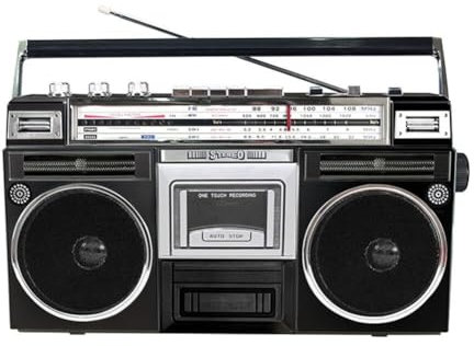 Reproductor de CD y Casete Boombox con Radio Dab, grabación USB, Bluetooth y Radio FM - Boombox Retro para reuniones Familiares/Viajes (Negro)