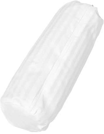 Runder Kissenbezug 15x50cm aus Stoff mit Reißverschluss | Abnehmbarer Innenschlauch, Handwaschbar und Leicht zu Reinigen, Weiß, Glatt und Seidig