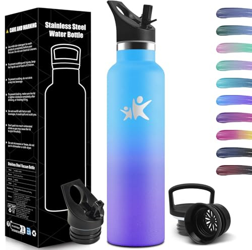 HoneyHolly Borraccia Termica 1 Litro, Senza BPA, Borraccia Termica, Sottovuoto a Doppia Parete, Bottiglia Termica, 18/8 Acciaio Inox, Borracce Termiche, con Cannuccia, Termos per Palestra, Sport, Bici