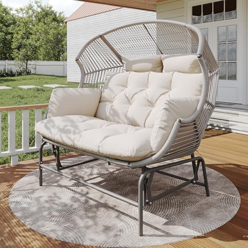 Garten-Schaukelstuhlfür Zwei Personen, Patio Hängesessel, Outdoor Swing Egg Chair, Schwingsessel, Gartenschaukel, Verandaschaukeln für den Garten, Balkon oder Terrasse (Grau)