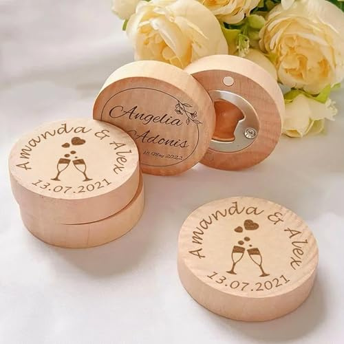 Lote De Imanes De Madera Personalizados For Nevera, Abrebotellas De Cerveza, Recuerdos De Boda, Abridor De Cerveza Personalizado Y Grabado, Recuerdos Y Souvenirs For Fiestas De Boda(100pcs)