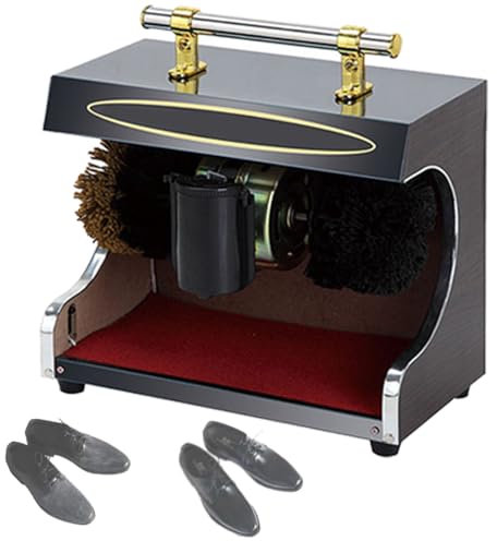 Skoputsningsmaskin,Hem Automatisk skoputsmaskin/Hotelllobby Elektrisk Titanborstmaskin med dubbelkombinationsborste,Lätt att rengöra(Black)