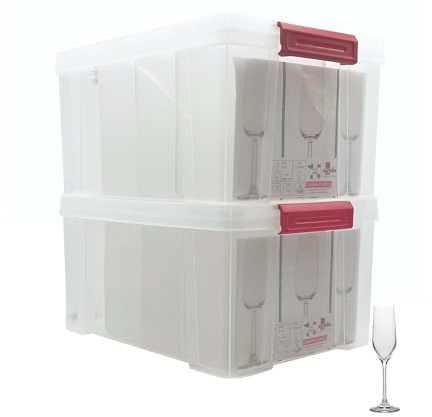 SUNDIS Champ Store, boîte de rangement pour verres avec couvercle, lot de 2