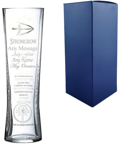 Personalised Engraved Strongbow Pint Glass with Gift Box | Custom Cider Glasses, Birthday Gifts for Him, Gift for Men, Beer Glass, Men, Best Man Groomsmen Gifts