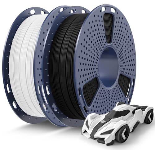 SUNLU Rapid PETG Filament 1.75mm 1KG, Schnell Drucken bis 600mm/s, Maßgenauigkeit ±0.02mm, 0.5KG*2 Spulen (Schwarz+Weiß)