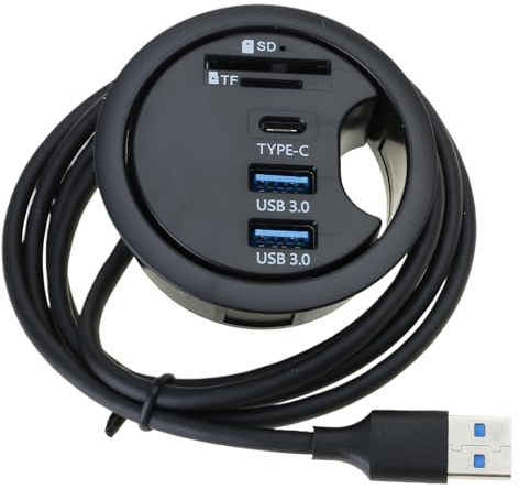 Lector de tarjetas de memoria USB 3.0 con conexión USB para escritorio, con ojales, para escritorio, PC, portátil, accesorios de gestión de cables
