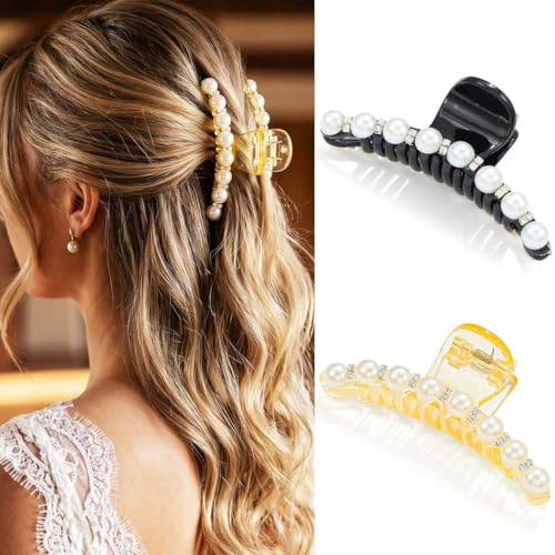 Reaky Perlenklammern, ausgefallene Haarspange, Strass, Haarklammern für dickes Haar, Accessoires für Frauen