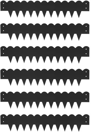 Rasenkante Metall mit Dornen, Beetbegrenzung Rasenbleche Mähkante Metall Palisade 102 x 20 cm, 6 Stück in der Verpackung, Garten Beeteinfassung, Rasenkanten Blech (Schwarz)