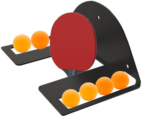 Tischtennisschläger Wandhalterung Ping Pong Schlägerständer Hält bis zu 6 Bälle und 4 Schläger Wandregal für Aufbewahrung Tischtennisschläger und -bälle 24x13x11 cm