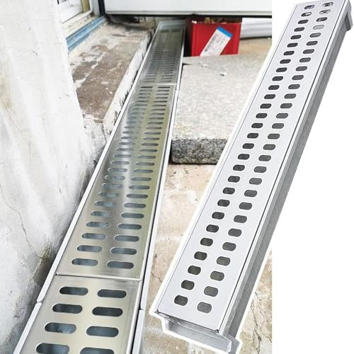 Cubiertas rectangulares de metal para desagües y canalones al aire libre, perfectas para caminos, incluye protectores de hojas, 100 x 15 x 15 cm, protección de rejilla resistente
