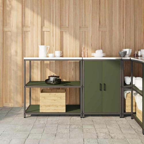 Genérico Juego de Almacenamiento de Cocina con Estante 2 pcs Verde Oliva,Mobiliario,Armarios y Almacenamiento,Armarios de Cocina,Oliva,46.43 KG,3392662