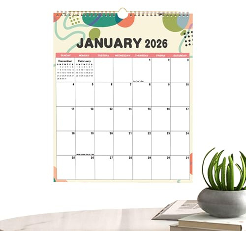 Kalender 2026, Monatsplaner, 12 Monate – Werkzeug für tägliche Planung, für Haus, Schule, Büro, Klasse, Lehrer, Erwachsene, Frauen, Männer, Arbeit, Studium, Vorbereitung Mahlzeiten