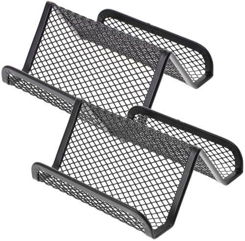 LALAFINA 2 pezzi Porta Biglietti da Visita in Metallo Nero Base Robusta per Carte da Ufficio Organizer Elegante e Resistente per Scrivania Supporto Funzionale per Biglietti da Visita