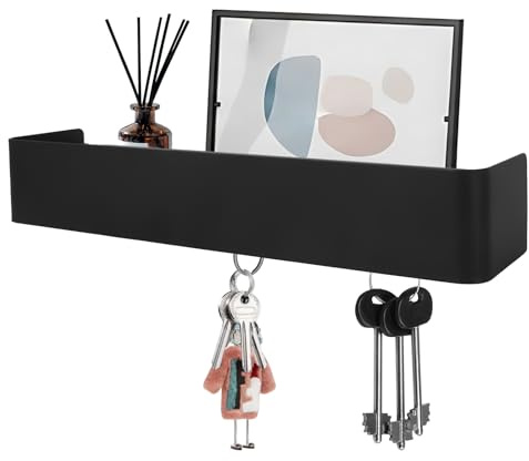 Lafisun Schlüsselbrett mit Ablage, Modernes Skandinavisches Design Schlüsselboard mit 5 verdeckten Haken, Ordentliches Erscheinungsbild, für Flur, Eingang, Garderobe
