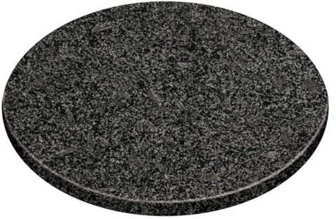 Premier Housewares Granite Round Chopping Board, Black Speckle, 25cm Diameter, 1.5cm Thick, Kitchen Serving and Slicing Platter