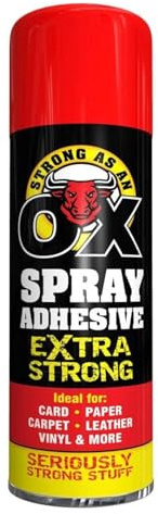 SDMAX Ox Adhesive Spray, Extra Strong, Non Cracking, Long Lasting Performance, Easy To Use, Quick Drying, Ideal Use For Card, Paper, Carpet, Leather, Vinyl And More, 500ML (1PCS)