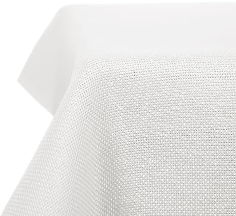 Deconovo rektangulär bordsduk i linne-imitation vattentålig bordsduk för middag 132 x 229 cm (52 x 90 tum) vit.