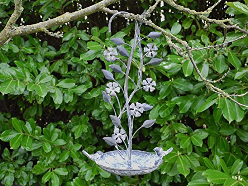 giftwarez Grey Antique Hanging Outdoor Garden Bird Bath Feeder Feeding Water Station 41cm