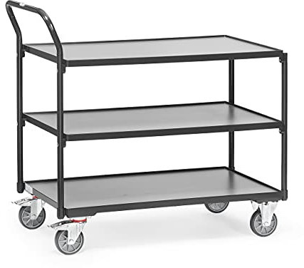 fetra Tischwagen, 3 Etagen, 300 kg, B850 x T500 mm, grau