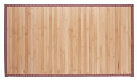 Relaxdays Tappeto in bambù, Resistente all’umidità, Antiscivolo, Bordi in Tessuto, Bagno, 80x45 cm, Legno Naturale