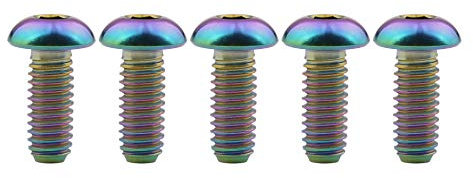 Yaruijia Titan-Schrauben, Gr5, M4 x 8, 10, 12, 15, 20 mm, Inbus-Kopf für Mountainbike, Motorrad, Schrauben, 5 Stück (M4 x 12 mm, Regenbogen)