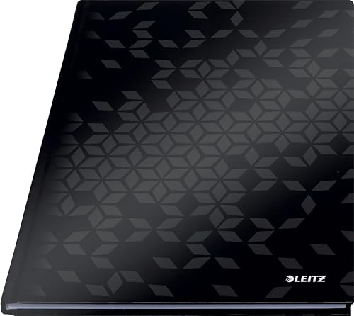 Leitz WOW Notebook A4 a quadretti, copertina rigida, 160 pagine, 80 fogli di carta certificata FSC (80 g/m²), rilegatura a filo, per ufficio, scuola o come diario, nero, 46261095