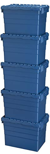 Logiplast 5 Stück Kunststoffkisten mit Deckel 60 x 40 x 41,6 cm Aufbewahrungsbox in Industriequalität
