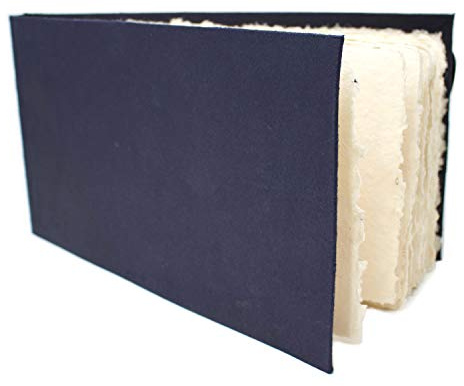 Artway Indigo - Cuaderno de Bocetos de Papel de Algodón - Panorama Paisaje - 40 Caras/20 Páginas de 250gsm Papel de Trapo de Algodón Textura Media - 100% Hecho a Mano